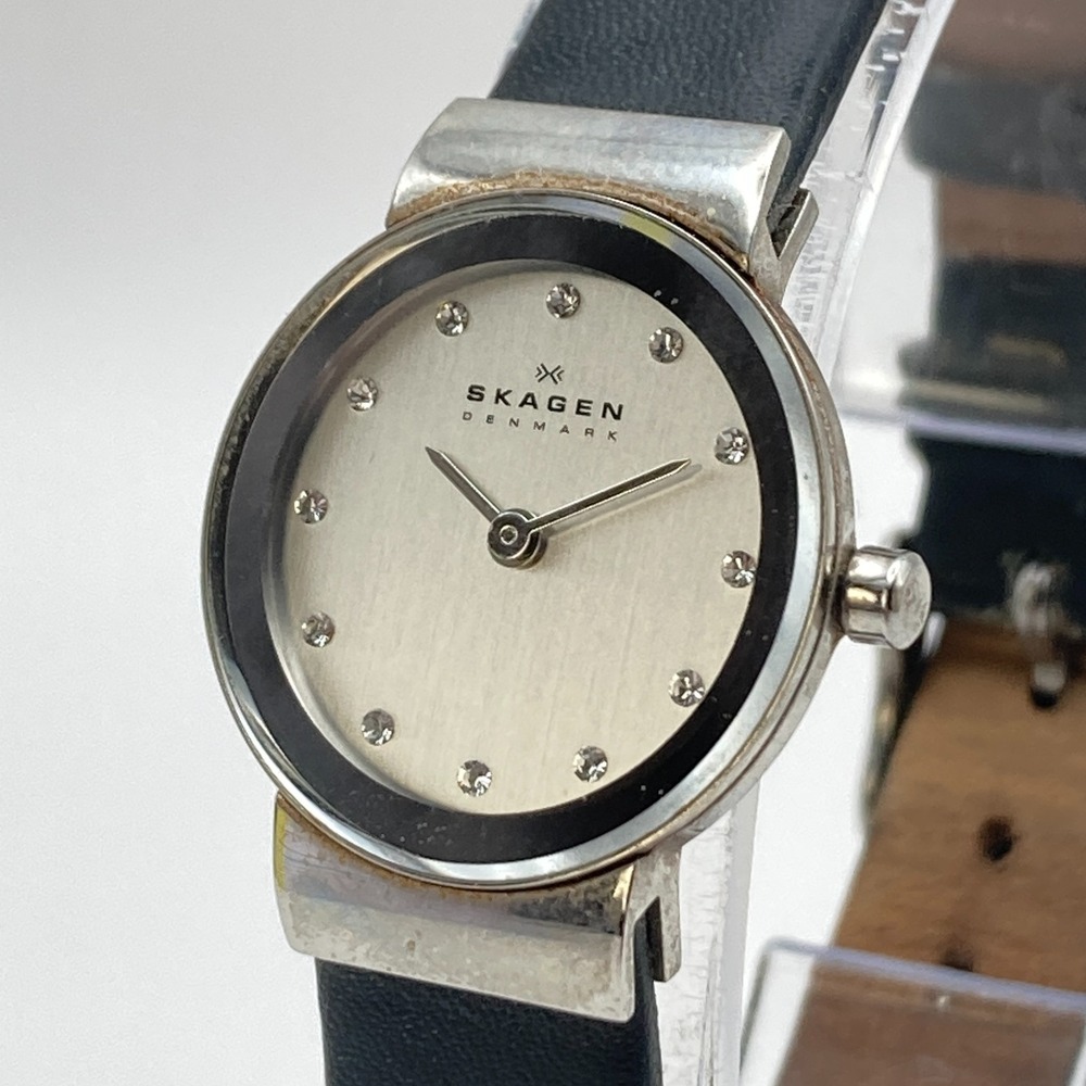 Skagen Freja Lille Women's Watch Silver Tone Petite 22mm Black New Battery 8.25"